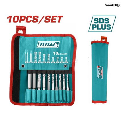 Τρυπάνια + καλέμια TOTAL SDS - PLUS σετ 10 τεμαχίων ( TACSD19101 )