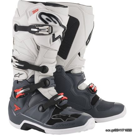 Μπότες Mηχανής Alpinestars Tech7 Boots Dark Gray/Lighth Gray/Fluo Red