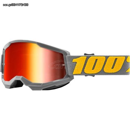 Μάσκα Μηχανής 100% Strata 2 Goggles Gray με κόκκινο καθρέφτη