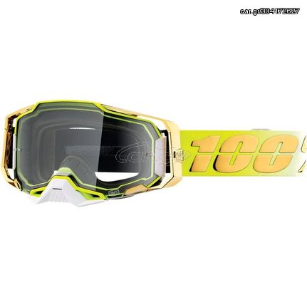 Μάσκα Μηχανής 100% Armega Goggles Gold-Yellow με καθαρό καθρέφτη