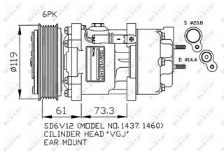 Συμπιεστής/εξαρτήματα  CITROEN C4 I; PEUGEOT 206, 307 2.0/2.0D 12.99-12.09