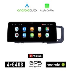 KIROSIWA VOLVO S60 (2010 - 2018) Android οθόνη αυτοκίνητου 4GB (+64GB) με GPS WI-FI (ηχοσύστημα αφής 12.3" ιντσών OEM Android Auto Apple Carplay Youtube Playstore MP3 USB Radio Bluetooth Mirrorli