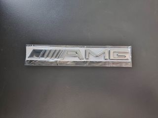 Σήμα Μεταλλικό Αυτοκόλλητο AMG για Mercedes Ασημί - Μάυρο 