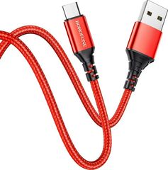 Borofone Καλώδιο σύνδεσης Usb σε Micro Usb 2.4A Κόκκινο 1m Braided - (BX54 Ultra bright)