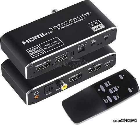 Hdmi Switch 4-In σε 1-out, 7.1 Audio, 4K/60Hz HDR, eARC, μαύρο - (CAB-H150)