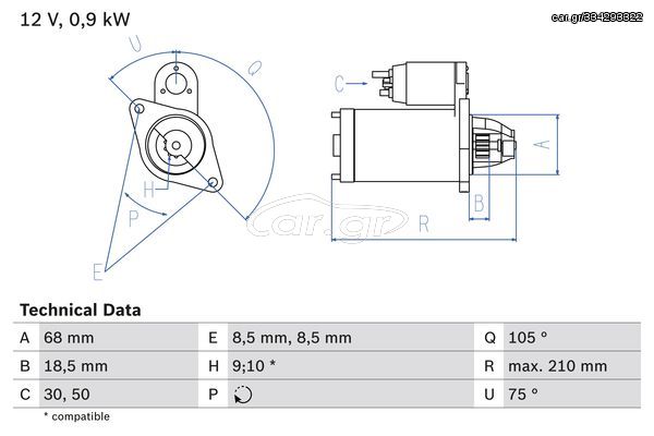 Μίζα CHEVROLET AVEO / KALOS, CRUZE, LACETTI, LANOS, NUBIRA, REZZO; DAEWOO ARANOS, ESPERO, KALOS, LACETTI, LANOS, NEXIA, NUBIRA, TACUMA / REZZO; FIAT STILO 1.2-1.8 09.82-