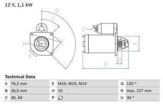 Μίζα VOLVO C30, S40 II, V50; FORD B-MAX, C-MAX, C-MAX II, ECOSPORT, FIESTA IV, FIESTA V, FIESTA VI, FIESTA/MINIVAN, FOCUS C-MAX, FOCUS I, FOCUS II, FOCUS III 1.2-1.7 08.95-