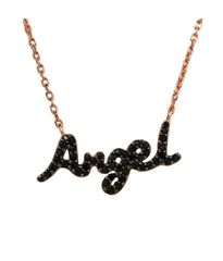 Κολιέ "Angel" από Ασήμι με Ροζ Επιχρύσωμα και Μαύρα Ζιρκόνια KD035