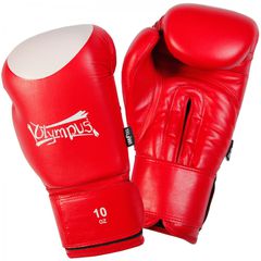 Πυγμαχικά γάντια Olympus Αγωνιστικά Δερμάτινα 10oz Red