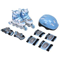 Παιδικά Πατίνια Inline Αυξομειούμενα Rollers Με Set Προστασιας Blue 35-38