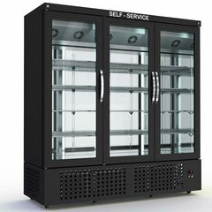 ΠΡΟΣΦΟΡΑ!!! THS-207-3S-B Θάλαμος Συντήρησης Self Service Μαύρος με 3 Γυάλινες Πόρτες 198x70x215cm