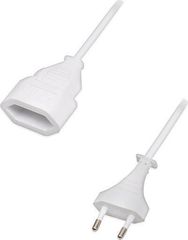 Power Cable Cord Extension 2X0.75 16A White Μπαλαντέζα 5m Προέκταση Λευκή Sonora EC5W010 VMZ1-1