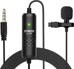 SYNCO μικρόφωνο Lav-S6E με clip-on, omnidirectional, 3.5mm, 6m, μαύρο - (SY-S6E-LAV)