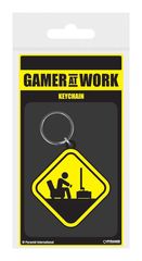 Gamer At Work Rubber Keychain Caution Sign 6cm