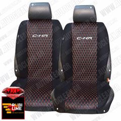 TOYOTA C-HR ΠΛΑΤΟΚΑΘΙΣΜΑΤΑ ΤΕΧΝΟΔΕΡΜΑ RUBI ΜΑΥΡΟ - ΚΟΚΚΙΝΗ ΚΛΩΣΤΗ ME ΑΣΠΡΟ ΚΕΝΤΗΜΑ C-HR ΣΕΤ 2ΤΜΧ