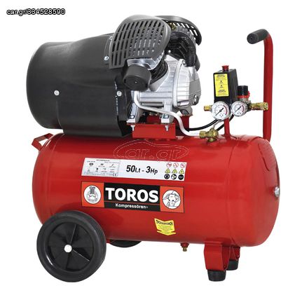 TOROS Μονοφασικό Κομπρεσέρ Αέρος με Ισχυ 3hp και Αεροφυλάκιο 50lt