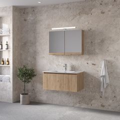 Furnibath Sevilla 80 Walnut - Έπιπλο Μπάνιου Με Νιπτήρα & Κρυφοντούλαπο