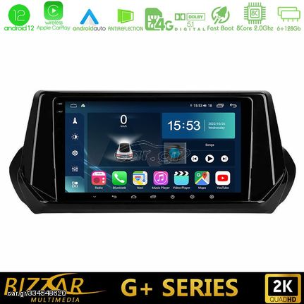 Bizzar G+ Series Peugeot 208 2019-2023 8Core Android12 6+128GB Navigation Multimedia Tablet 9″