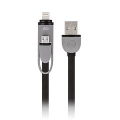 Forever 2in1 micro-USB + iPhone 8-PIN cable silicone black 1m 1,8A-thumb-0