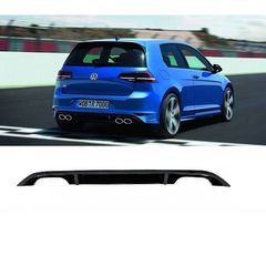 Diffuser Πίσω Προφυλακτήρα Για VW Golf VII (7) 13-17 R-Look Για Απλή & GTI Έκδοση Προφυλακτήρα Με 2 Διπλές Εξάτμισεις Αριστερά & Δεξιά Γυαλιστερό Μαύρο Από Abs Πλαστικό 