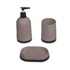 Easy bath σετ αξεσουάρ μπάνιου πλαστικό σε χρώμα taupe 3 τεμαχίων