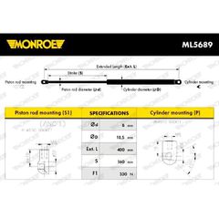 Αμορτισέρ Καπό Monroe ML5689 για Bmw 3 (E90,E91,E92,E93) 2004-2012