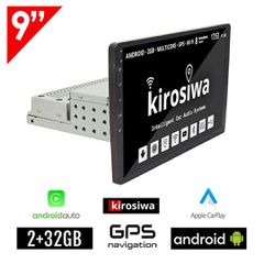Kirosiwa 1-DIN Android 2GB οθόνη αφής 9" ιντσών GPS Bluetooth WI-FI USB (Youtube Hotspot Mirrorlink 1DIN 9" ίντσες MP3 MP5 Android Auto Apple Carplay ηχοσύστημα αυτοκινήτου 1 DIN navi 4x60W Ελληνικό n