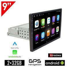 Kirosiwa 1-DIN Android 2+32GB οθόνη αφής 9" ιντσών GPS Bluetooth WI-FI USB Youtube Hotspot Mirrorlink (1DIN 9" ίντσες MP3 MP5 Android Auto Apple Carplay ηχοσύστημα αυτοκινήτου 1 DIN navi 4x6