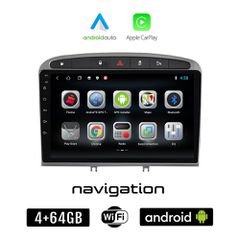 PEUGEOT 308 (2007 - 2012) Android οθόνη αυτοκίνητου 4GB + 64GB με GPS WI-FI (ηχοσύστημα αφής 9" ιντσών OEM Android Auto Apple Carplay Youtube Playstore MP3 USB Radio Bluetooth Mirrorlink εργοστασιακή,