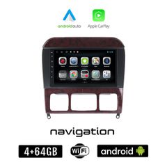 MERCEDES S W220 (1998 - 2005) Android οθόνη αυτοκίνητου 4GB + 64GB με GPS WI-FI (ηχοσύστημα αφής 9" ιντσών OEM Android Auto Apple Carplay Youtube Playstore MP3 USB Radio Bluetooth Mirrorlink εργοστασι