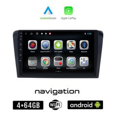 MAZDA 3 (2003 - 2008) Android οθόνη αυτοκίνητου 4GB + 64GB με GPS WI-FI (ηχοσύστημα αφής 9" ιντσών OEM Android Auto Apple Carplay Youtube Playstore MP3 USB Radio Bluetooth Mirrorlink εργοστασιακή