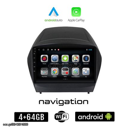 HYUNDAI IX35 2010-2015 Android οθόνη αυτοκίνητου με GPS WI-FI 4GB + 64GB (ηχοσύστημα αφής 9" ιντσών OEM Android Auto Apple Carplay Youtube Playstore MP3 USB Radio Bluetooth Mirrorlink εργοστασιακ