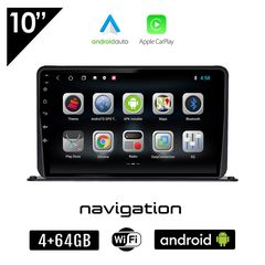 Android Media Station 10" ιντσών 4GB + 64GB για το ταμπλό του αυτοκινήτου με Ελληνικό GPS πλοηγό και WI-FI Bluetooth USB Youtube (οθόνη αφής radio ηχοσύστημα Playstore MP3 4x60W OEM Android Auto