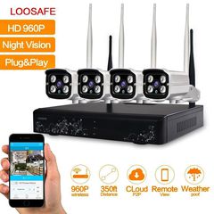 LOOSAFE WIFI Security Camera System NVR Kit 960P HD