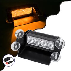 GloboStar® 85103 PRO Series Μπάρα Σήμανσης με Βεντούζες Στήριξης για Παρμπρίζ Οχήματος Οδικής Βοήθειας με 9 Προγραμμάτων Φωτισμού STROBE LED SMD 4W DC 10-30V IP20 Πορτοκαλί-thumb-1