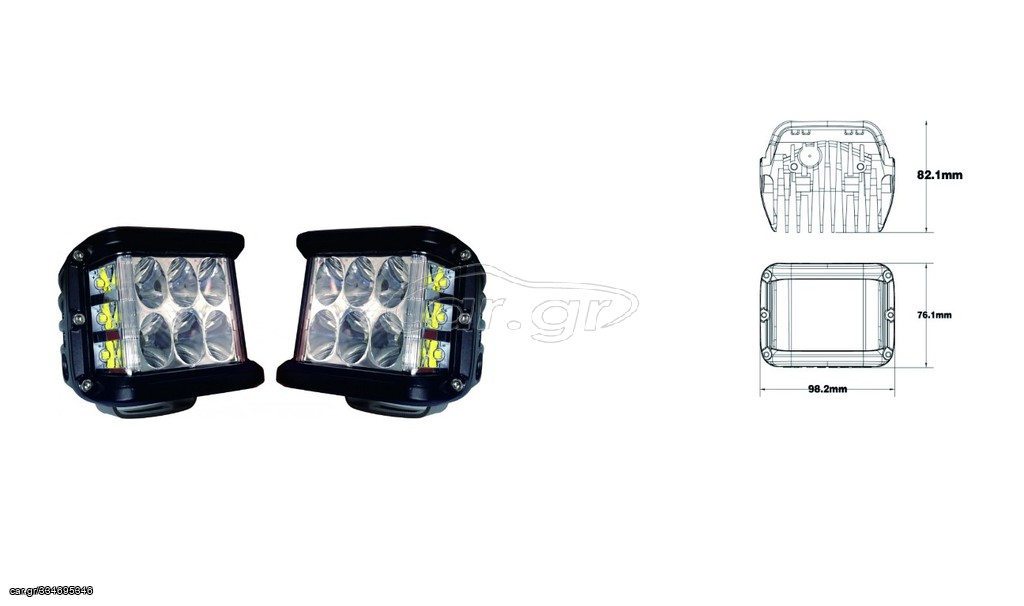 ΦΑΝΑΡΙ ΕΡΓΑΣΙΑΣ LED 45W 9 LED 12-24V 2762Lumens (ΚΥΒΟΣ) ΣΕΤ 2 ΤΕΜΑΧΙΑ