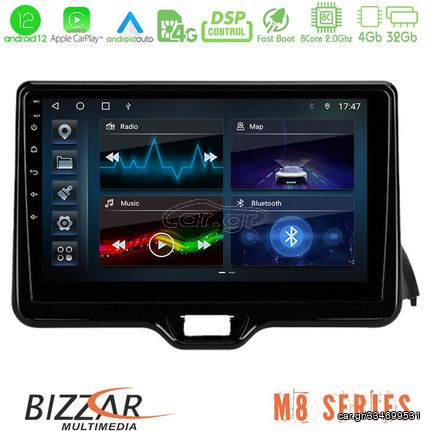 Bizzar M8 Series Toyota Yaris 2020-> 8Core Android12 4+32GB Navigation Multimedia Tablet 9″