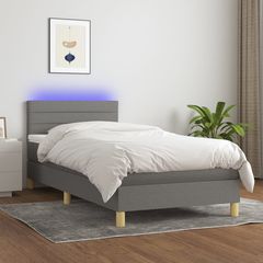 ΚΡΕΒΑΤΙ BOXSPRING ΜΕ ΣΤΡΩΜΑ & LED ΣΚ.ΓΚΡΙ 90X190 ΕΚ. ΥΦΑΣΜΑΤΙΝΟ 3133758