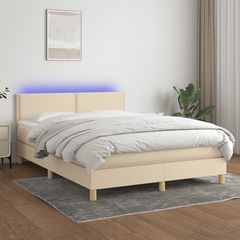 ΚΡΕΒΑΤΙ BOXSPRING ΜΕ ΣΤΡΩΜΑ & LED ΚΡΕΜ 140X190 ΕΚ. ΥΦΑΣΜΑΤΙΝΟ 3133634