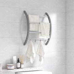 Κρεμάστρα Πετσετών με Γάντζους Ασημί 56x16x72 εκ. από Αλουμίνιο 344381