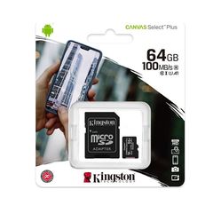 Κάρτα Μνήμης MicroSDXC 64GB Kingston Canvas Select Plus Class 10 U1 V10 A1 UHS-I με Adapter