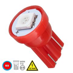 GloboStar® 81045 Λάμπα Αυτοκινήτου T10 W5W LED 1 SMD 5050 0.8W 96lm 120° DC 12V IP20 Κόκκινο