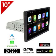 Kirosiwa Android 2GB οθόνη αφής 10" ιντσών GPS Bluetooth WI-FI USB (Youtube Hotspot Mirrorlink Android Auto Apple Carplay 1DIN 10" MP3 MP5 ηχοσύστημα αυτοκινήτου 1 DIN navi 4x60W Ελληνικό navigation π
