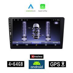 Kirosiwa 4GB 9" ιντσών Android οθόνη αυτοκινήτου με WI-FI GPS USB (Android Auto Apple Carplay 4+64GB WI-FI DSP Youtube USB Bluetooth 2DIN MP3 MP5 2-DIN αυτοκινήτου navi Mirrorlink 4x60W 2-DIN Uni