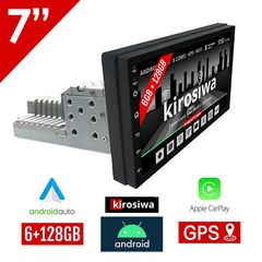 Kirosiwa 1-DIN Android 6GB οθόνη αυτοκινήτου αφής 7" ιντσών με GPS (Android Auto Apple Carplay Youtube DSP equalizer WI-FI 6+128GB Bluetooth Playstore USB 1DIN MP3 MP5 Mirrorlink Universal 4x60W