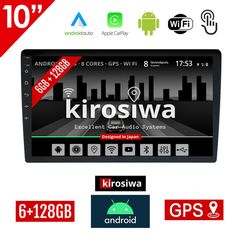 Kirosiwa οθόνη 10" ιντσών Android 6GB  με GPS (Android Auto Apple Carplay WI-FI Youtube USB 2-DIN ηχοσύστημα αυτοκινήτου πλοηγός MP3 MP5 Bluetooth Mirrorlink 4x60W Universal)