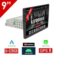 KIROSIWA 1-DIN Android 6GB οθόνη αυτοκινήτου αφής 9" ιντσών με GPS (Android Auto Apple Carplay Youtube DSP WI-FI 6+128GB Bluetooth Playstore USB 1DIN MP3 MP5 Mirrorlink Universal 4x60W πλοήγηση ηχοσύσ