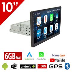 Android 6GB 1DIN οθόνη αυτοκινήτου αφής 10" ιντσών με GPS (Android Auto Apple Carplay Youtube DSP WI-FI 6+128GB Bluetooth Playstore USB 1 DIN MP3 MP5 Mirrorlink Universal 4x60W πλοήγηση ηχοσύστημα)