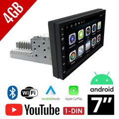 Android 1-DIN 4GB οθόνη αυτοκινήτου 7" ιντσών με GPS (Android Auto Apple Carplay Playstore 4GB WI-FI Youtube USB 1 DIN MP3 MP5 Bluetooth Mirrorlink Universal 4x60W ηχοσύστημα)