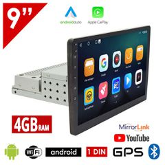 4GB 1-DIN Android οθόνη αυτοκινήτου 9" ιντσών με GPS (Android Auto Apple Carplay οκταπύρηνη Youtube 4GB WI-FI Playstore USB 1 DIN MP3 MP5 Bluetooth Mirrorlink Universal 4x60W 8 Cores οκταπύρηνο ηχοσύσ